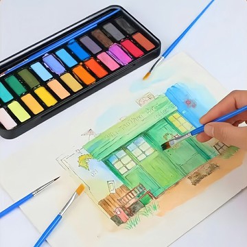 彩繪水彩筆 尼龍筆刷 畫筆 油畫筆 彩繪筆 繪畫筆 平頭筆 尖頭筆 水彩 水粉 美術用品【BlueCat】【JC5395】