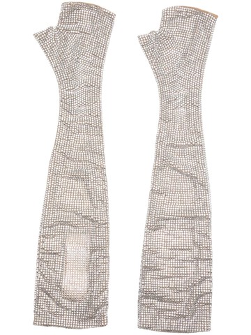 Giuseppe Di Morabito - crystal-embellished fingerless gloves - women - Elastane/Polyamide - S - Metallic