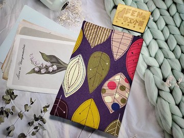 文青系列-台灣厚棉布深紫底葉脈布書套-布書衣可適用A5-25K手冊-