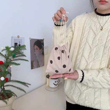 ANNE丨包包丨束口袋丨燈芯絨笑臉收納袋 抽繩袋 束口袋【WG5065】收納袋 化妝包袋 雜物袋 小物收納袋 整理袋