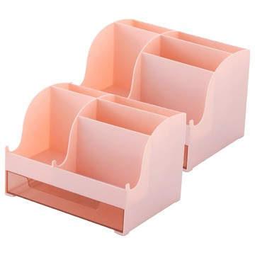 桌面分格抽屜收納盒置物盒  2個  粉色