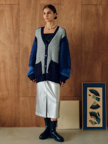 光澤率性皮革拉鍊前開衩窄裙(07000027700) - YECCA VECCA