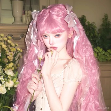 髮飾館🥇【粉嫩顯臉小】假髮女長髮淺粉色羊毛捲日係Lolita萬用cos可愛自然長捲髮全頭套自然 逼真 造型裝扮 修飾臉型