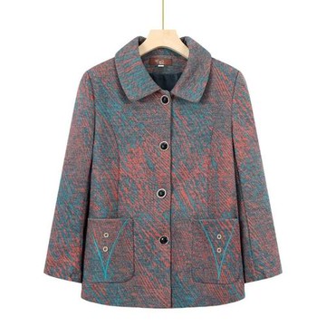 中老年人秋裝外套女奶奶秋冬60歲70媽媽上衣老人衣服加絨紅色藍色