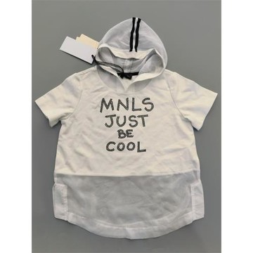 意大利外貿出口蒙家純棉白色連帽T恤套頭衫