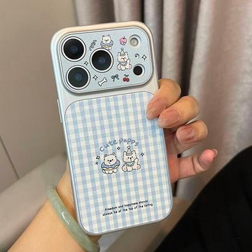 ins可愛風 保護殼❤格紋西高地適用蘋果17ProMax手機殼16pro新款15/14全包13小羊皮12