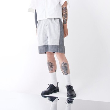 扣帶配色五分褲