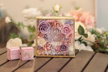 【結婚禮物】客製化 結婚對戒盒 求婚戒指盒 燙金 不凋花盒