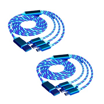 Type C公 - C公 買一送一【PowerGlow】三合一氛圍充電線1.2米 車上充電也能營造氣氛燈