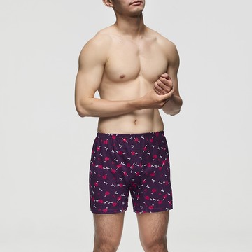 DADADO-指心化愛 M-3L印花四角男內褲(紫) 天然絲光棉-吸濕排汗-GHQ507PU