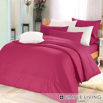澳洲Simple Living 特大300織台灣製純棉被套床包組(浪漫桃)