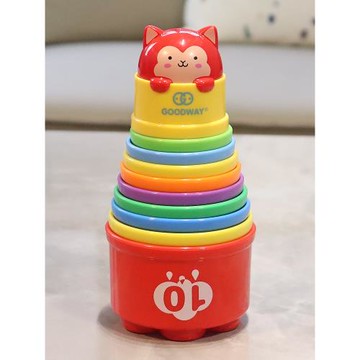 疊疊杯彩虹塔早教嬰兒疊疊樂寶寶益智套圈套杯兒童1-3歲洗澡玩具