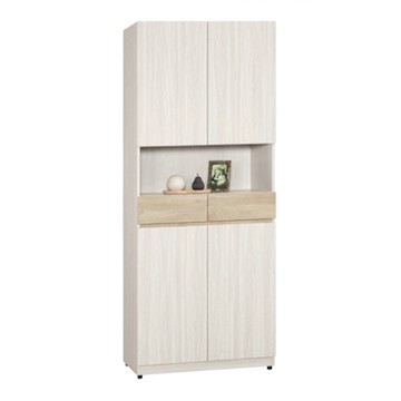 文創集 寶佳亞雙色2.7尺四門二抽中空玄關鞋櫃-80x40x196cm免組