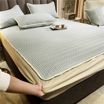 夏季涼席冰絲席床笠款三件套家用可水洗1.8米夏天空調席軟席子1.5