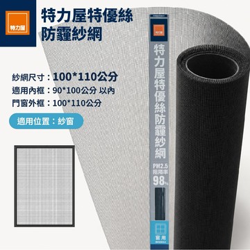 特力屋 特優絲防霾紗網窗 100x110公分 附壓條 黑色