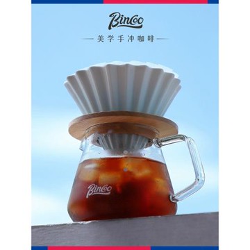 bincoo花瓣陶瓷濾杯手沖咖啡壺套裝v60過濾器玻璃分享壺手磨器具