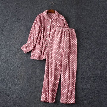 1219-14 可愛減齡 愛心印花加厚珊瑚絨睡衣睡褲家居服套裝1入