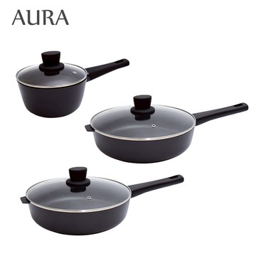 【AURA 艾樂】花崗岩萬用不沾鍋(平底鍋/深煎鍋/奶鍋) 適用任何爐具