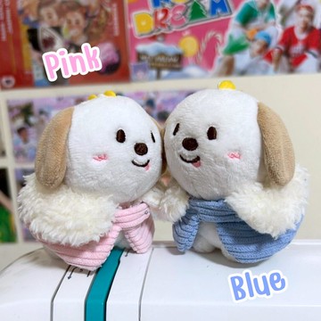 毛絨娃娃毛毯套裝，荷葉邊布料，情人節套裝，適合10公分娃娃