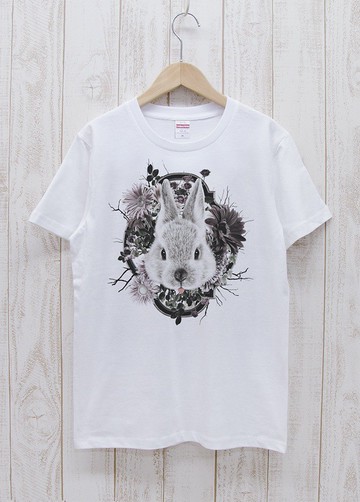 ronronRABIT Tee 花框 白色 / R033-T-WH