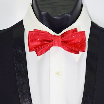 【拉福】飛翼色織銀絲點領結新郎結婚領結糾糾 (大紅色)
