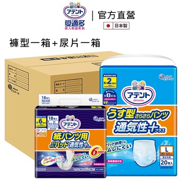 日本大王Attento愛適多 超透氣舒適復健褲量販包 & 貼合超安心褲型尿片_6次吸收 (箱購)