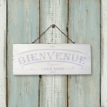 南法風情實木復古掛飾-BIENVENUE-welcome-白