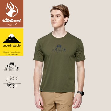 【Wildland X 山小貓 聯名T 中性款《黑森林/常春藤綠》】M1662(看山…小貓)/附收納袋/吸濕排汗