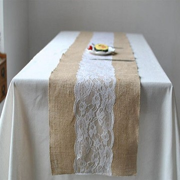 【協貿】時尚簡約現代蕾絲花邊棉麻高檔桌旗
