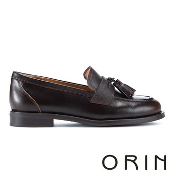 ORIN 真皮簡約素面流蘇樂福鞋 深咖啡 #  26159