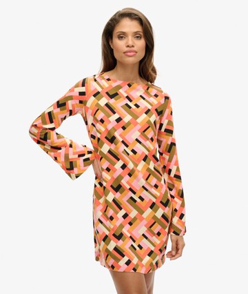 Superdry Women's Women's Printed Open Back Mini Dress Orange / Quilt Geo Orange - Size: 12 Size: 8