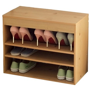 EASYHOME 座式鞋櫃  北歐原木色  3層