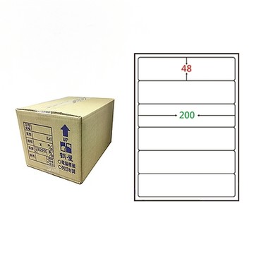 【鶴屋】A4電腦標籤 48x200mm 圓角 6格 1000張入 / 箱(L48200 LX)