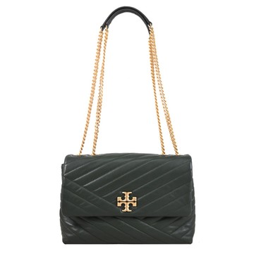 TORY BURCH 90446 KIRA 絎縫軟皮翻蓋肩背/斜背鏈條包.灰綠