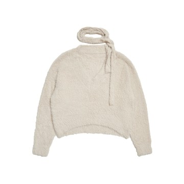 【ERSS】女裝 上衣 水貂毛 水貂毛上衣 優雅 仙女 綁帶 不扎身 淺卡其【K80032】