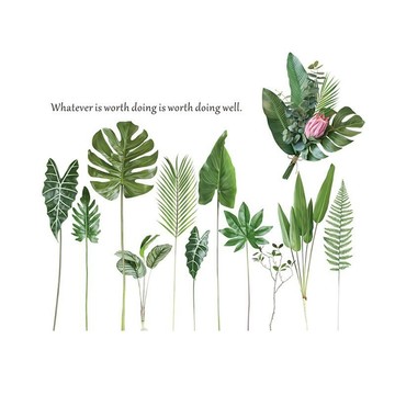 WA Wall Art 無痕設計防水壁貼 北歐 植物 蕨葉 龜背芋裝飾 創意 無痕貼 牆貼 10183