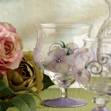 Madiggan貝斯麗   紫色玫瑰手工彩繪寬口短腳燭杯-買一送一