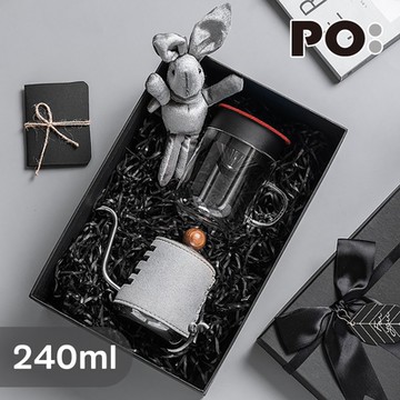 【PO:Selected】丹麥手沖咖啡禮盒組 (手沖咖啡壺-共2色/咖啡玻璃杯240ml-共4色)