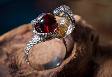 独一无二的波罗的海琥珀戒指  琥珀眼镜蛇  手工制作 设计独特