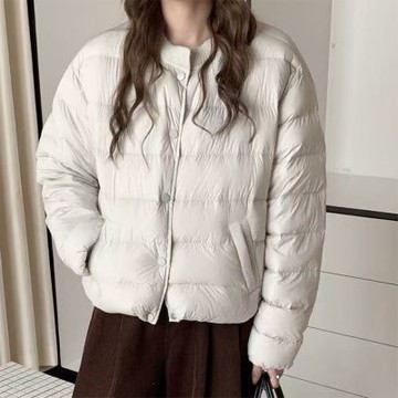 [巴黎精品] 現貨+預購 頂級真羽絨外套90%鴨絨羽絨衣秋冬外套保暖上衣大碼休閒女裝-圓領輕薄短款7色a1lr39