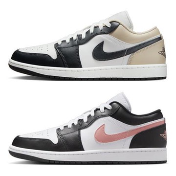 Nike 休閒鞋 男鞋 Air Jordan 1 Low 奶黑/黑粉【運動世界】553558-153/553558-165