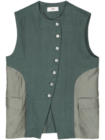 Muller Of Yoshiokubo - Lino linen vest - women - Linen/Flax/Lyocell/Nylon - 36 - Green