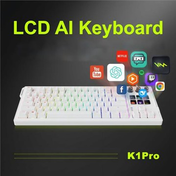 AI鍵盤LCD Al Keyboard/有線機械鍵盤辦公游戲電競鍵盤跨境新奇特