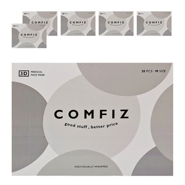 COMFIZ 康菲 成人立體醫療口罩 單片包裝 M  低調白  20片  6盒