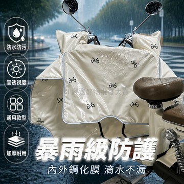 台灣出貨 內外鋼化膜擋風被 中厚填充保暖 卡通印花電動車摩托車防雨罩 四季通用防寒套