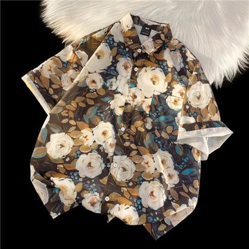 夏天海邊碎花滿印休閑半袖戶外