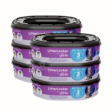 加拿大Litter Genie 第四代貓咪鎖便桶 多層鎖臭塑膠袋匣(八角形) 6入 ▲有專利正品，才能鎖住異味▲