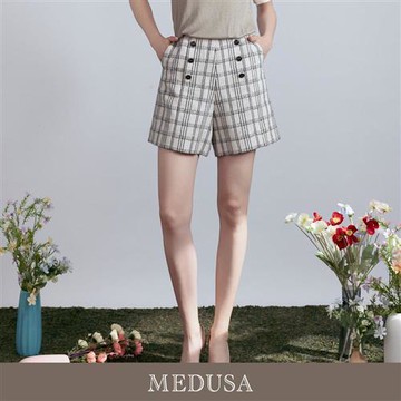 現貨【MEDUSA 曼度莎】學院小香風雙排釦短褲（M-XL）｜女小香風短褲 西裝短褲 上班短褲