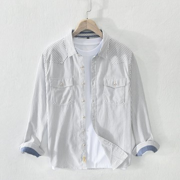 現貨+預購 男襯衫長袖上衣男商務休閒襯衫上衣-休閒條紋男裝4色74kz75【獨家進口】【米蘭精品】