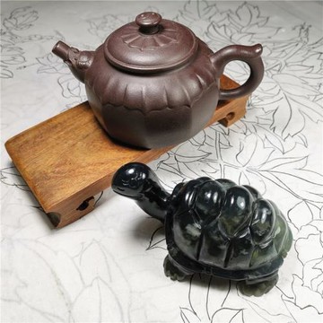 復古玉龜茶寵岫玉獨玉和田玉小烏龜中式功夫茶道零配茶室擺件把件